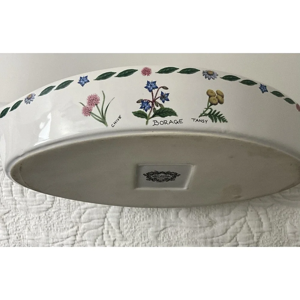 Vintage Kent‎ Pottery Herb Garden Augratin Dish Hand Paint Stoneware Cottagecore